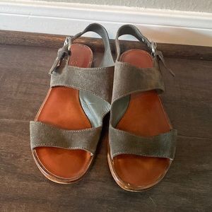 Olive green suede sandal